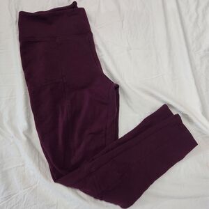 FLX Stretch 24/7 Leggings Size Large Burgundy High Rise Athletic